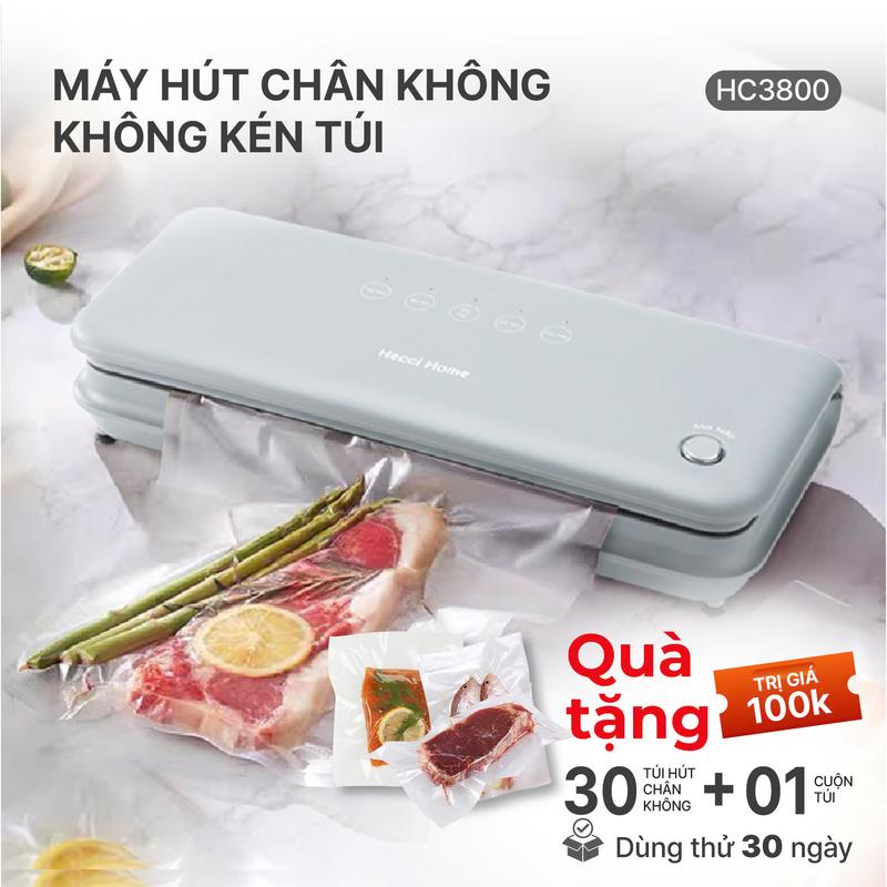 [KHÔNG KÉN TÚI] Máy Hút Chân Không Thực Phẩm Hecci Home HC3800 - Tích Hợp 2 Động Cơ Mạnh Mẽ (Hàng Mới)