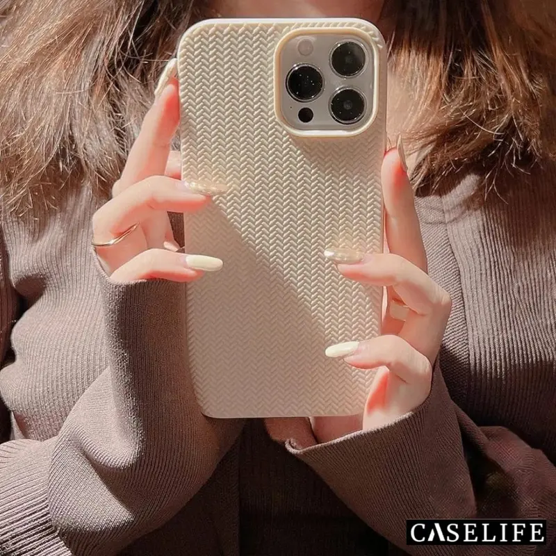 Caselife Softcase TPU Matte Motif Anyaman 3D Full Cover Casing Iphone 11 12 13 14 15 Pro Max Plus 4