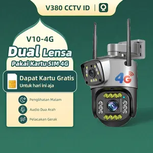 【Eksklusif】COD V380 V10-4G Pakai SIM Card Outdoor Dual Lens HD 8MP Anti Air CCTV Camera Penglihatan Malam Lensa Ganda Kamera keamanan Audio Dua Arah