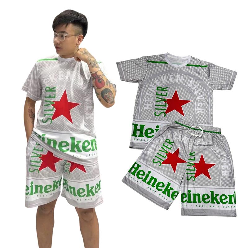  Đồ bộ bia heineken bạc mặc nhà cặp nhóm gia đình di chơi du lịch 3 size 40-100kg chất thun lạnh thoáng mát 
