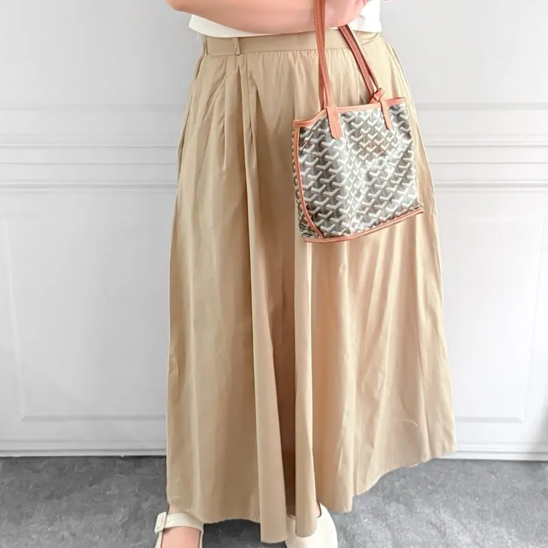 Rok Maxi Highwaist A-Line Wanita Katun Panjang Dengan Belt Sabuk - Casual, Cewek, Midi, Serut, Mini, Dewasa, bawahan 7
