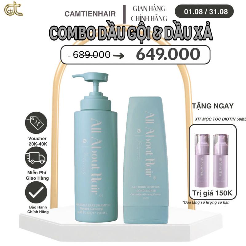 BỘ 2 SẢN PHẨM DẦU GỘI + DẦU XÃ NHÀ ALL ABOUT HAIR NON SILICONE Dưỡng Tóc