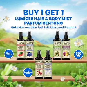 BUY 1 GET 1 LUMICER HAIR & BODY MIST (2x250 ML) - Parfum Gentong Aroma Fresh Fruity Sweet Soft Apple Kiwi Blueberry Watermelon Marquissa Twilight Parfum Aroma Buah Pria Wanita Unisex Wangi Tahan Lama Halal