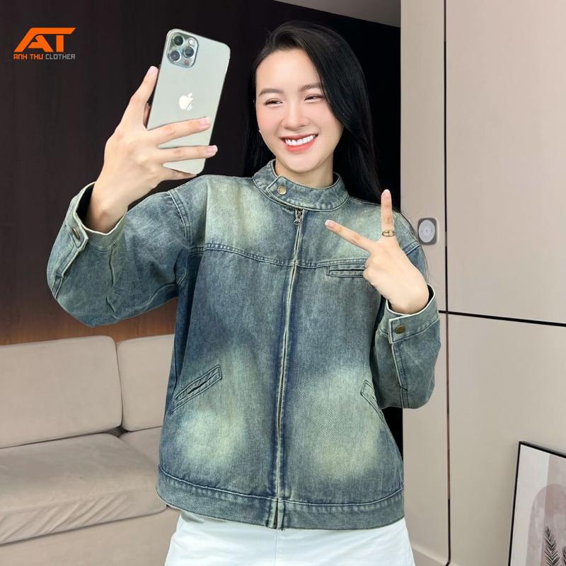 Áo Khoác Jean Nữ K02 Thiết Kế Dây Kéo Tiện Lợi Thiết Kế Hot Trendy Siêu Xinh