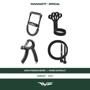 WANNAFIT Paket 4 in 1 | Arm Trainer | Power Wrist Skipping Finger Resistance Grip | Alat Olahraga Rumah