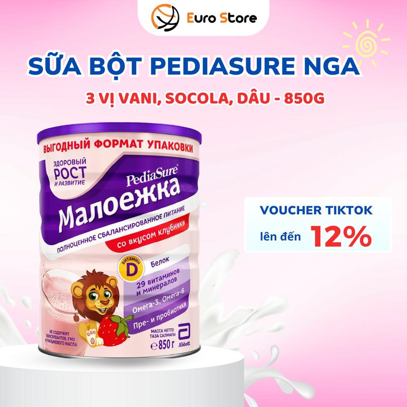   Date 12.2026  Sữa Công Thức Pediasure Nga 3 Vị Dâu Vani Socola Lon 850g 