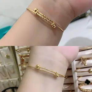 Gelang Keroncong Flexible polos - Gelang Wanita - Gelang Titanium Lapis Emas Bracelets Gold