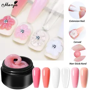 Monja Gel UV 5ml untuk Nail Art Non-stick Hand Made Extension Glue Acrylic 3D Carving Building Shaping Gels Mudah Extend Pinch Salon Home DIY Manicure Design Tools 6 Warna
