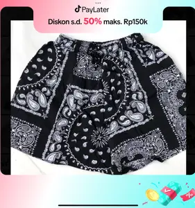 Kallyoutfit Celana Pendek Hommy Wanita Motif Garis Kulot Rayon Premium Nyaman Adem Cocok Untuk Rumah Allsize Pinggang Full Karet