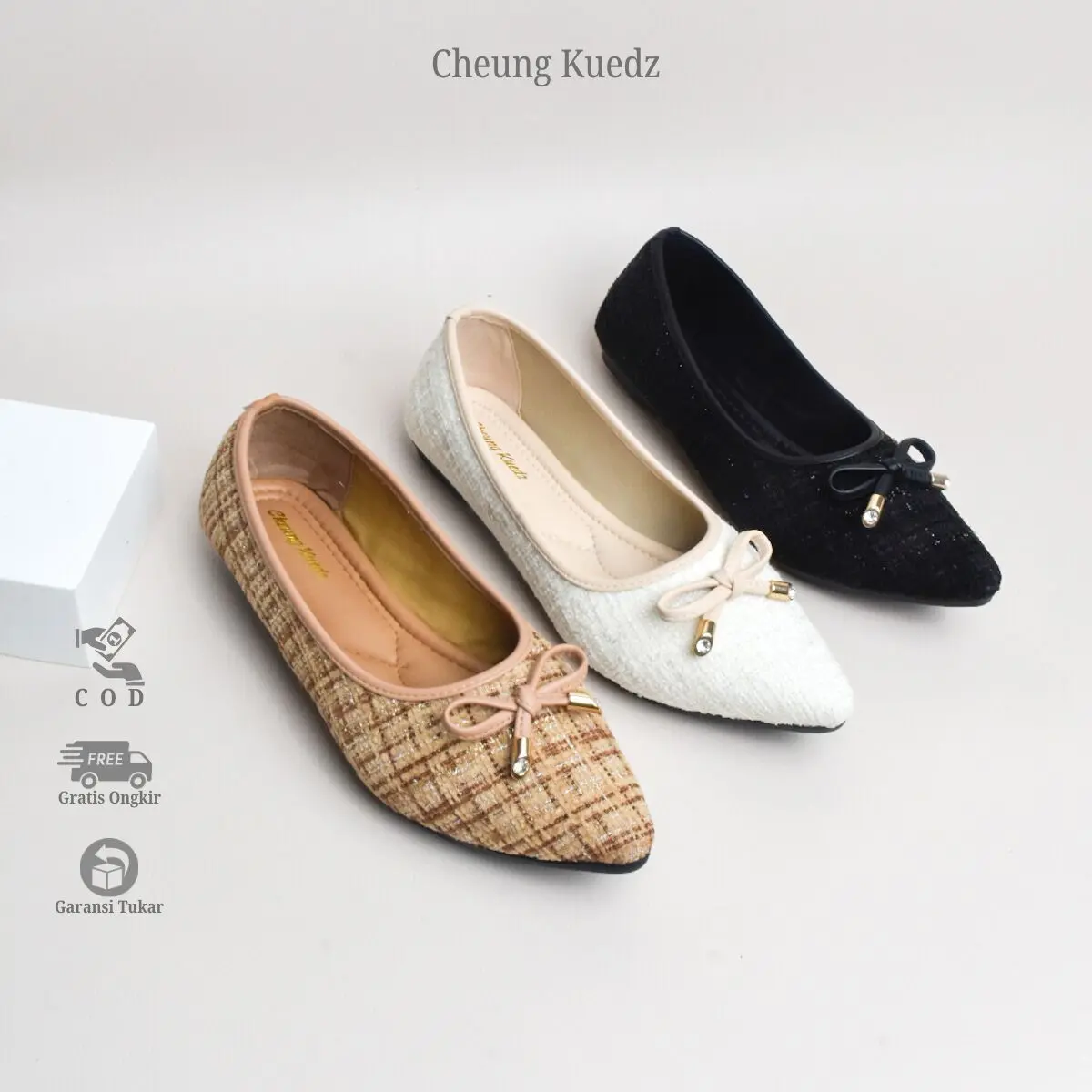 Cheung Kuedz Thyssa Sepatu Flat Wanita Sendal Balet Flatshoes Sol Karet
