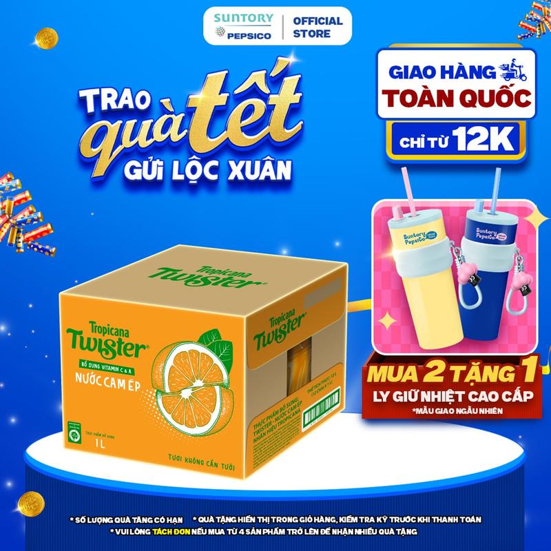 Thùng 12 Chai Nước Trái Cây Twister Cam 1L chai