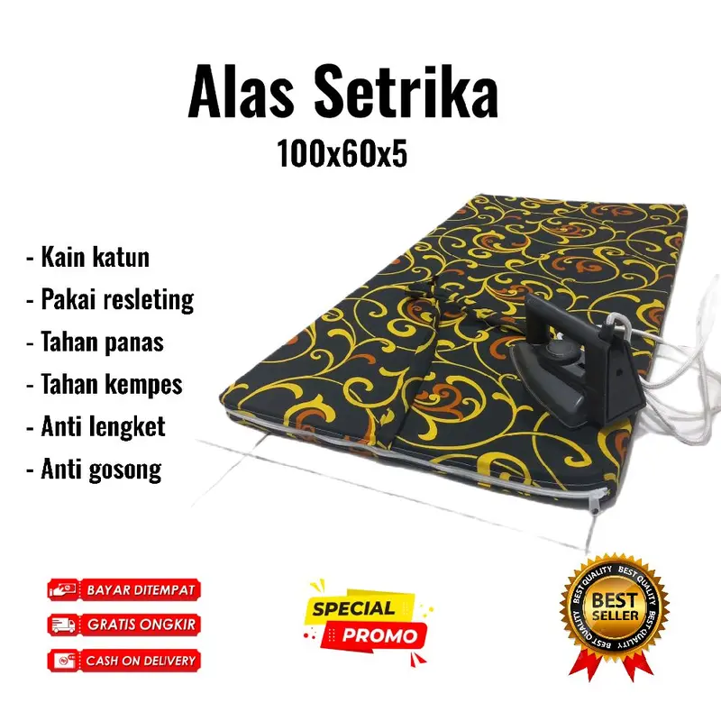 Alas Setrika Busa Jumbo Portable Uk 100x60x5 Alas Gosok Anti Lengket Tahan Panas Busa Padat Terdapat tali untuk mengikat gulungan Gantungan 8