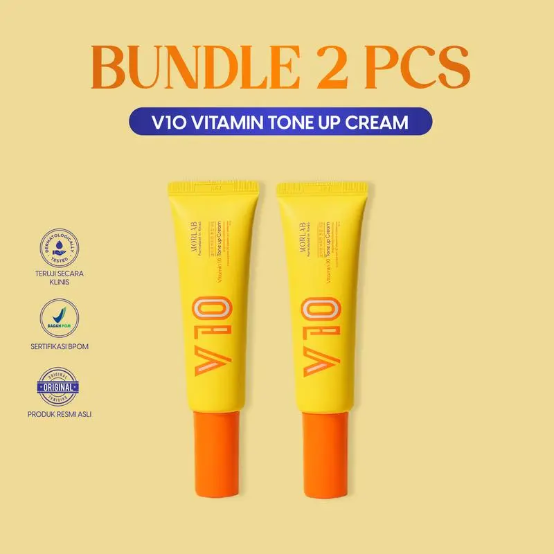 【PROMO】MORLAB-BUNDLE 2PCS MORLAB V10 VITAMIN TONE UP CREAM Berminyak Hitam Kusam Mencerahkan