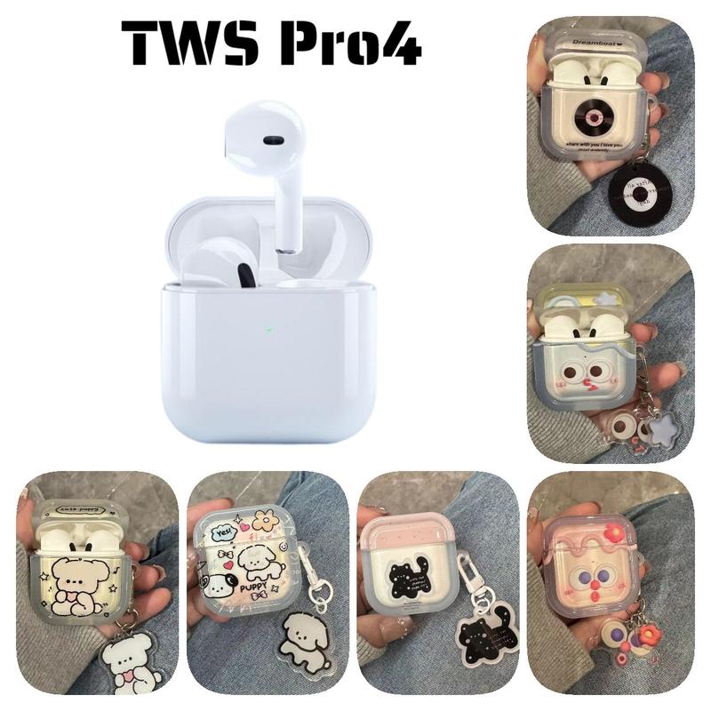 Tai Nghe Bluetooth TWS Pro 4, Với Hộp Đựng Dễ Thương, Dành Cho Android / iOS, Tai Nghe Không Dây, Tai Nghe Nhét, Có Mic, Điều Khiển Cảm Ứng, Chức Năng Khử Tiếng Ồn Nhét Tai Nghe Nhạc Earphone