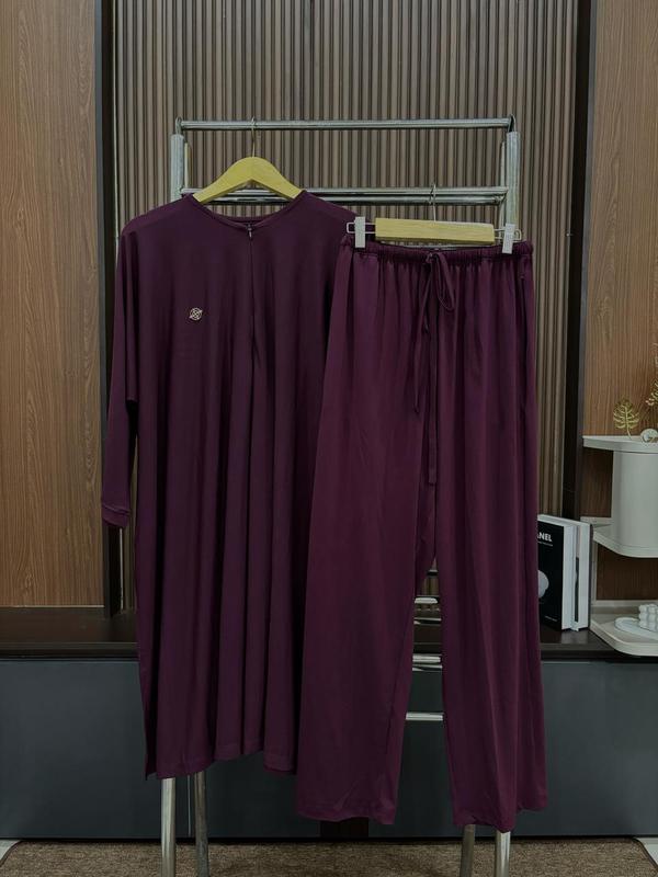 RAABIHA | Mahira Set Celana (tanpa Hijab) | Oneset Jersey Muslim Remaja | Setelan Wanita Basic Santai Dan Kasual 8