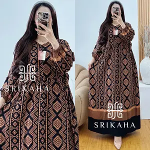 Gamis Kejora Dress Rayon Premium Busui Risleting Depan Busui Lengan Panjang Batik Homedress Tebal Adem Nyaman