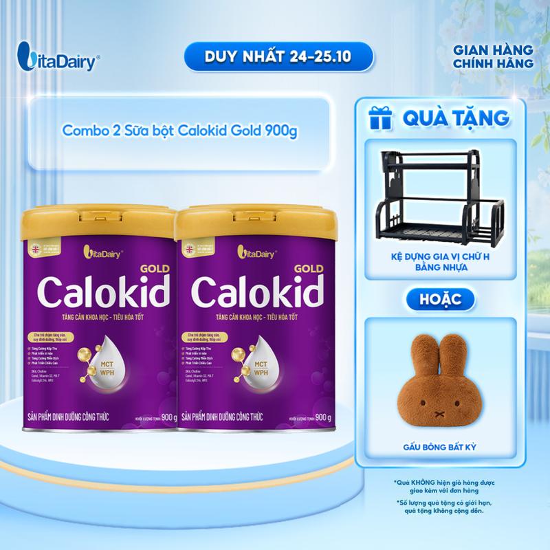 Sữa bột Calokid Gold giúp bé cải thiện cân nặng khoa học, tiêu hóa tốt 900g - VitaDairy