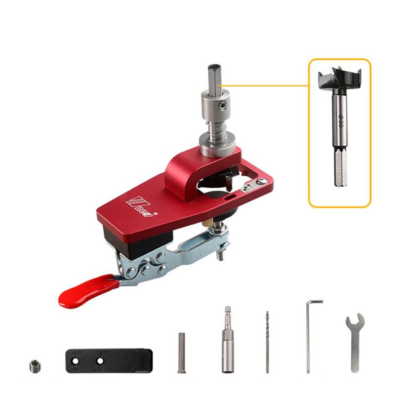 Product Introduction of 35mm Hinge Boring Jig Woodworking Hole Drilling Guide Locator with Fixture Aluminum Alloy Hole Opener Template Tools 23