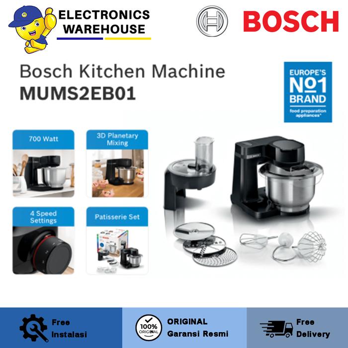 Gambar Bosch MUMS2EB01 Kitchen Machine / Stand Mixer Hitam Mesin Pengaduk dari ElectronicWarehouse Kab. Tangerang Tokopedia