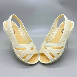 (Size 37-40) 7009 Sandal Wanita Wedges Flat Shoes Sandal Slip On Karet Lentur