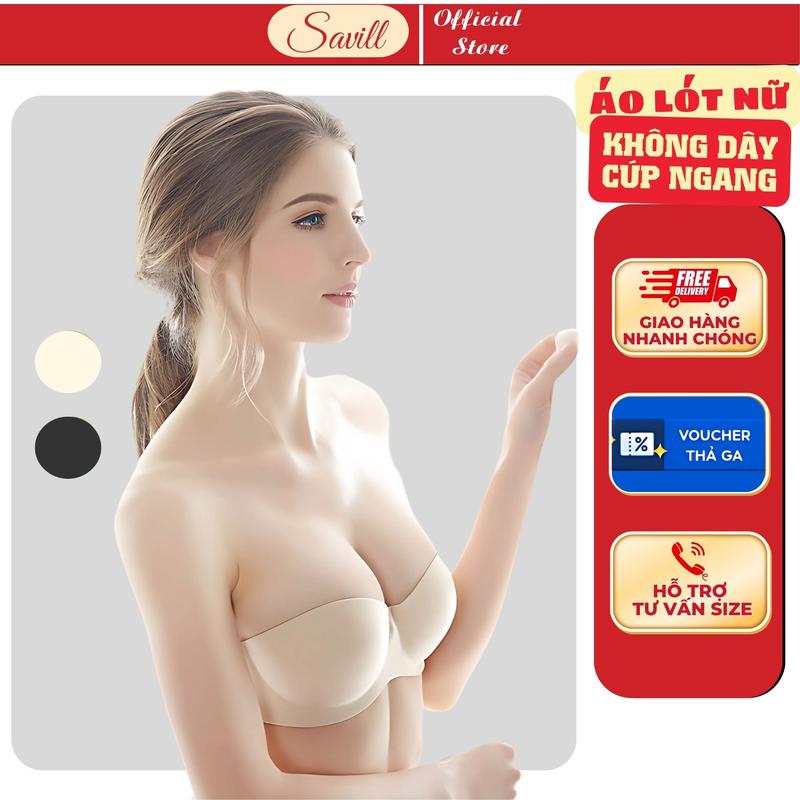 Áo Ngực Không Dây Cúp Ngang Mút Mỏng, Bra Nữ Không Gọng Mặc Váy Hở Lưng SAVILL A218 Women Nhung Voi