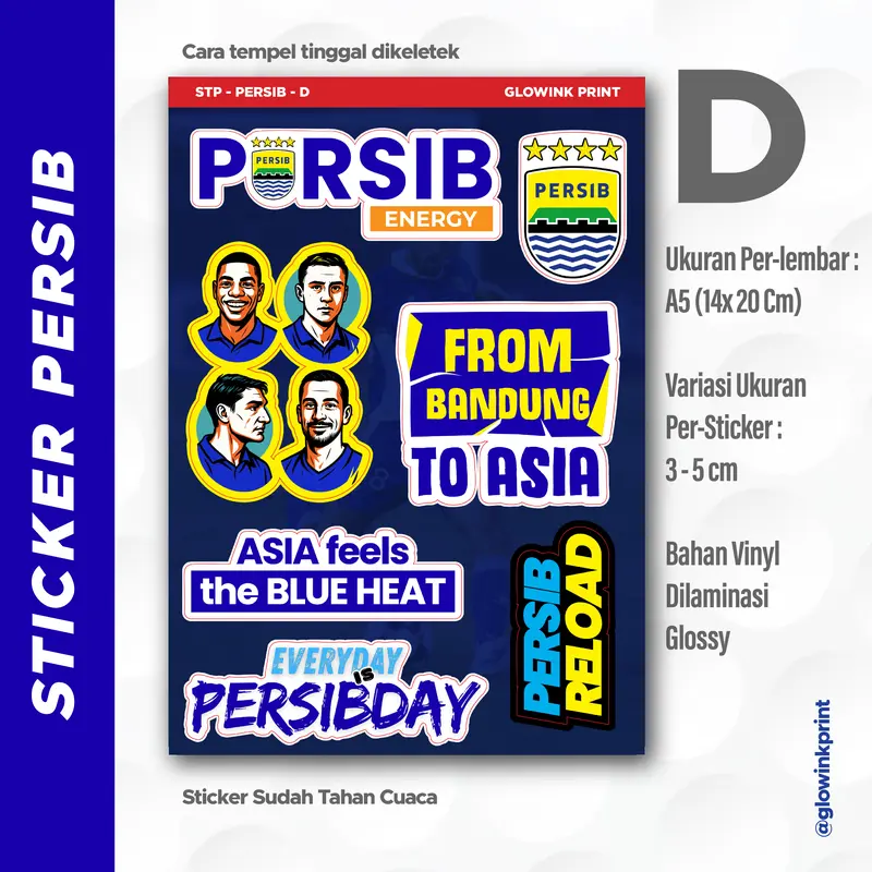 Sticker Pack PERSIB, Vinyl, Anti air, Sticker Motor Mobil PERSIB, Sticker PERSIBDAY