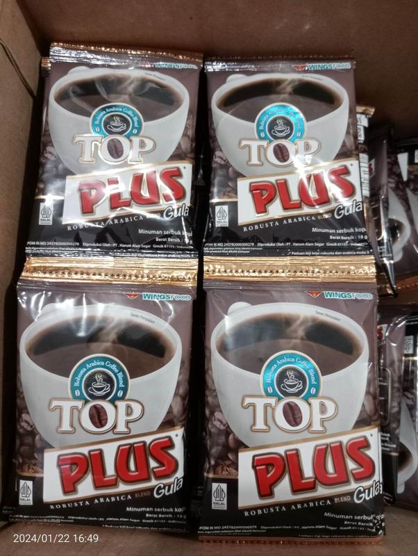 kopi Top Plus Gula (Kopi+Gula) kemasan sachet 1 rencneg isi 10 sachet ...