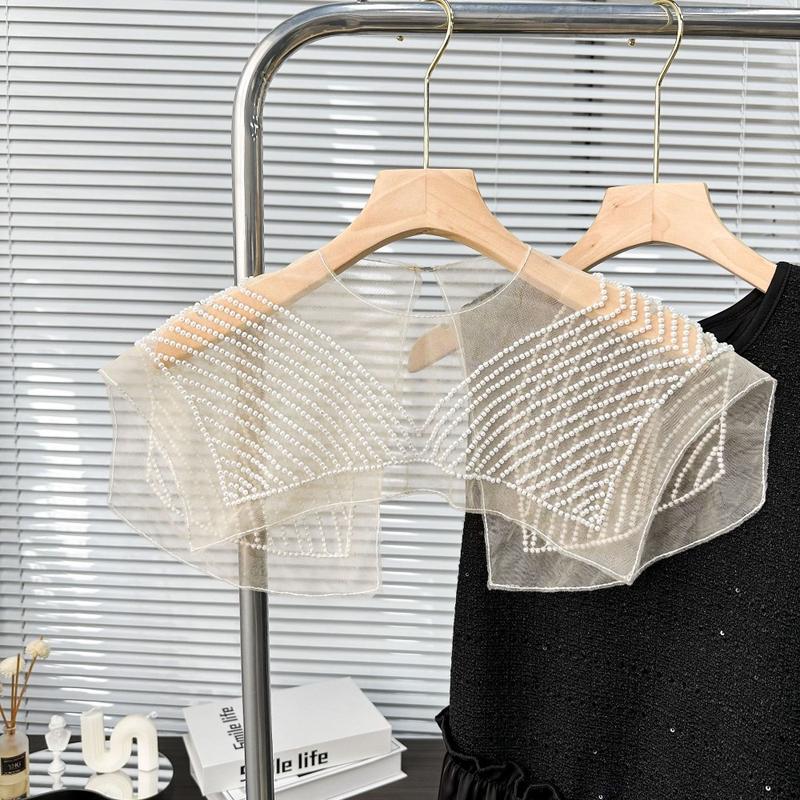 New Organza Embroidery Women's Lace Collar Fake Collar Lace Up Shawl Dingzhu Shawl Collar Dress Blouse Decor 0
