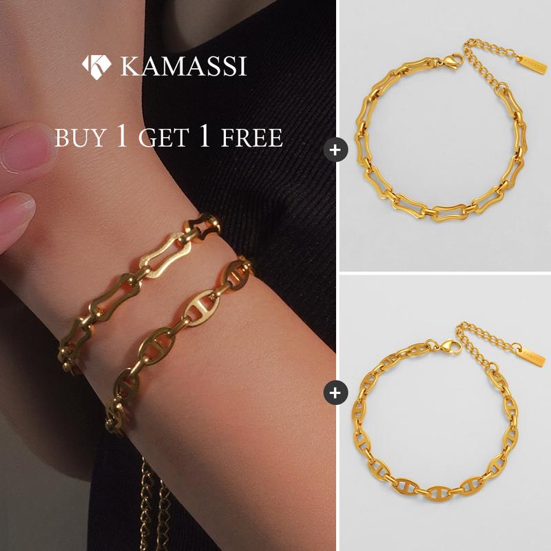 Kamassi KAMASSI Buy 1 Get 1 Free Stainless Steel Geometric Bracelet for ...