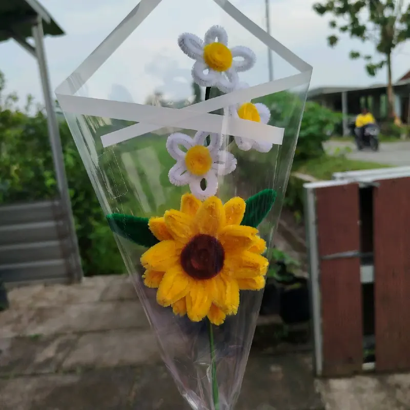 single flower  bunga matahari kawat bulu 2