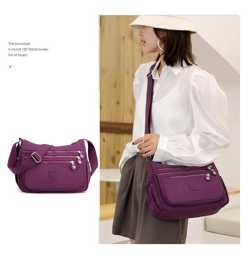 Product Introduction of Túi Đeo Chéo Nylon Chống Thấm Nước Cho Nữ, Túi Du Lịch Sức Chứa Lớn Có Khóa Kéo Nhiều Lớp Cho Bé Gái, Túi Đưa Thư Đựng Đồ Giải Trí Ngoài Trời Đeo Vai 13