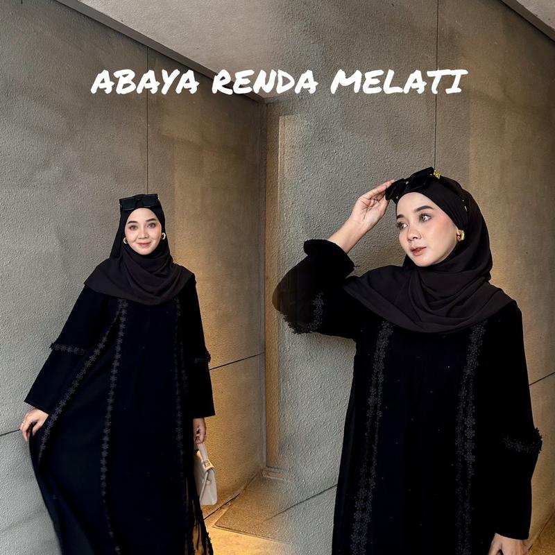 ABAYA RENDA MELATI DENGAN LAYER SIFON S M L XL XXL gamisabaya jetblack abaya  sehari 0