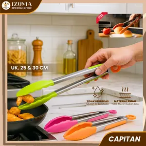 IZUMA Capitan Silikon 25 cm & 30 cm Tongs Silikon Aman Anti Karat Bahan Kuat Kokoh Utensil Dapur Berkualitas Non-stick BPA FREE Mudah Dibersihkan