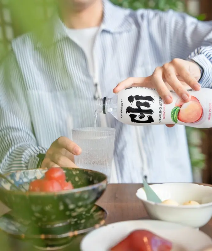 Chi Forest Sparkling Water Bebas Gula White Peach 480 ml Disney Stitch  Edition Air Botol Buah Food Minuman Putih Segar Sehat Bahan Sirup Etawa Wijen Selai Garing Maryam Soda Platinum 5