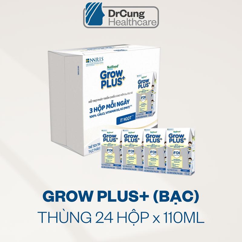 Thùng 24 hộp 110ml Nutifood GROW PLUS+ Bạc TPBS sữa dinh dưỡng pha sẵn dành cho trẻ