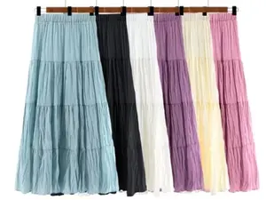 rok maxi dewasa susun korean style anggun dan casual mayung lebar