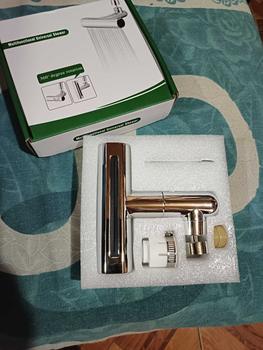 Product Review of 4 in 1 Faucet Extender, 4 Modes Kitchen Bathroom Water Tap Faucet Replacement, No Splash Design Silver Faucet Filter Cleaning More Free from r**4 3