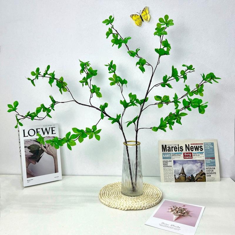 Combo 2 Cành Thạch nam cao su + Bình thuỷ tinh decor trang trí nhà cửa, để bàn