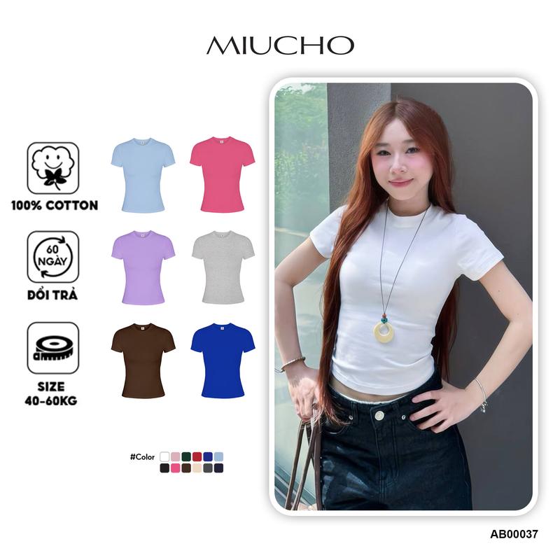 Áo baby tee trơn form ôm AB00037 Miucho chất vải cotton borip co giãn 4 chiều