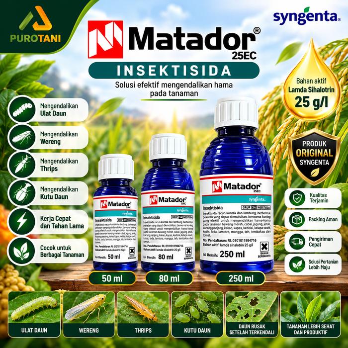Gambar Insektisida Matador 25ec 50ml 80 ml 250 mili pembasmi hama ulat dari PUROTANI.ID Kab. Purworejo Tokopedia
