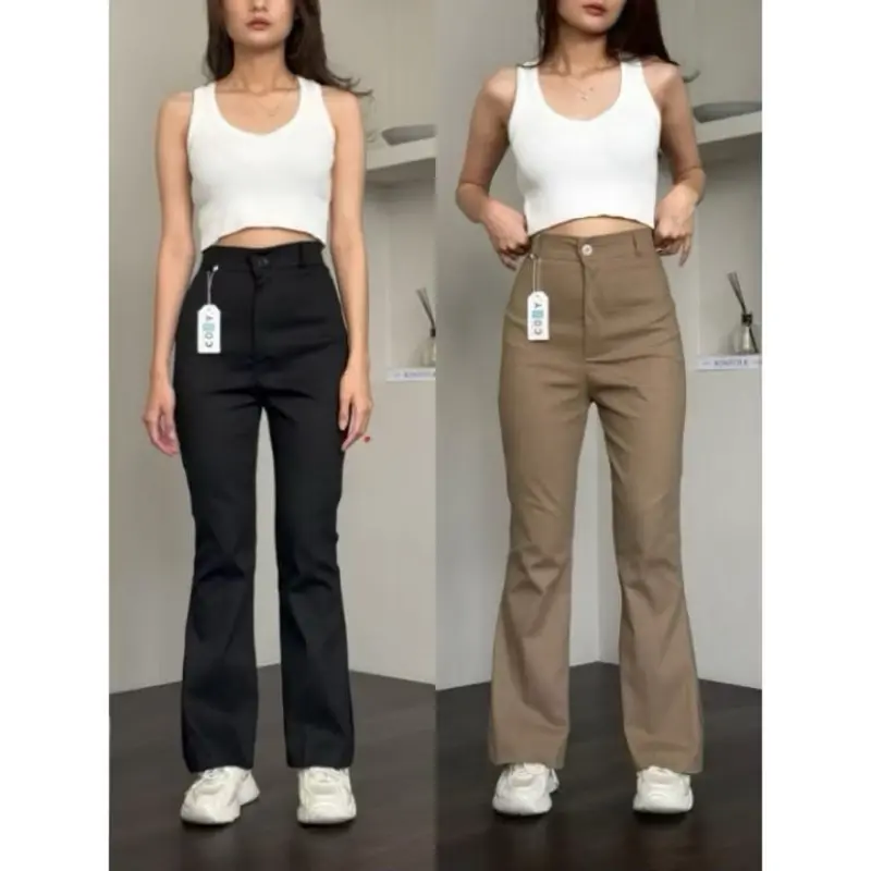 KD-Celana Cutbray Basic Pants Bahan Katun Twill Combed Premium Casual Wanita Melar
