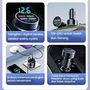 Pengisi Daya Mobil Pengisian Daya Super Cepat 6 USB Adaptor Pengisi Daya Mobil Car Pengisi Daya Ponsel Cepat