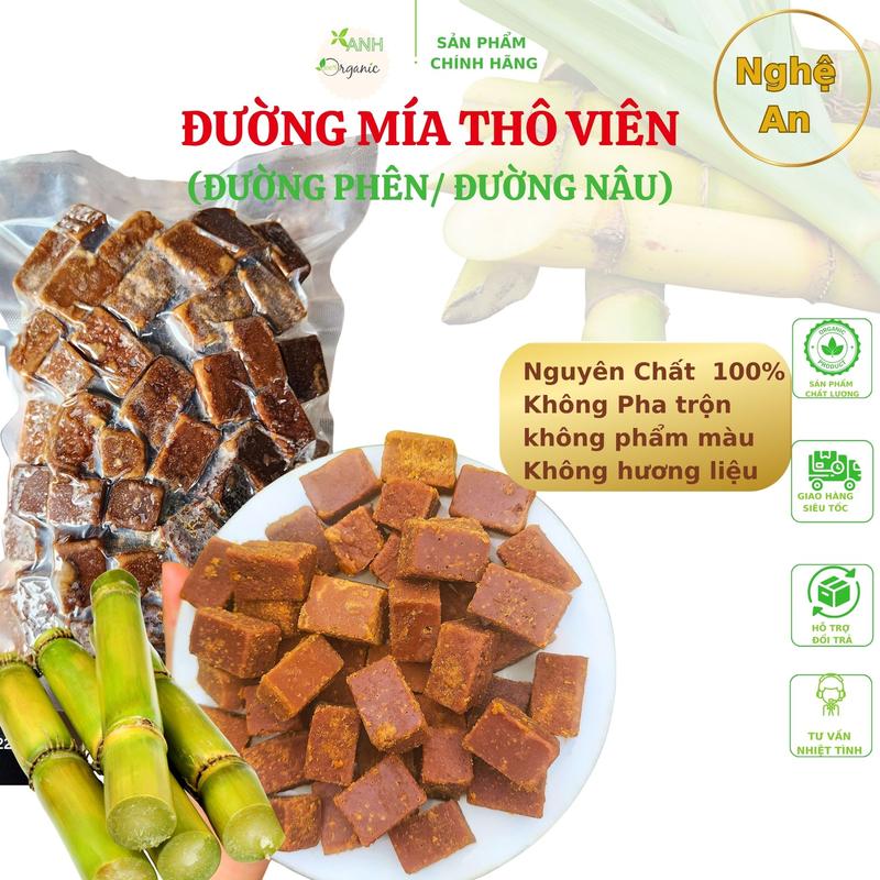 Có Kiểm Định Combo 2kg Đường Mía Thô VIÊN Nguyên Chất – Cắt Sẵn Tự Nhiên Sạch