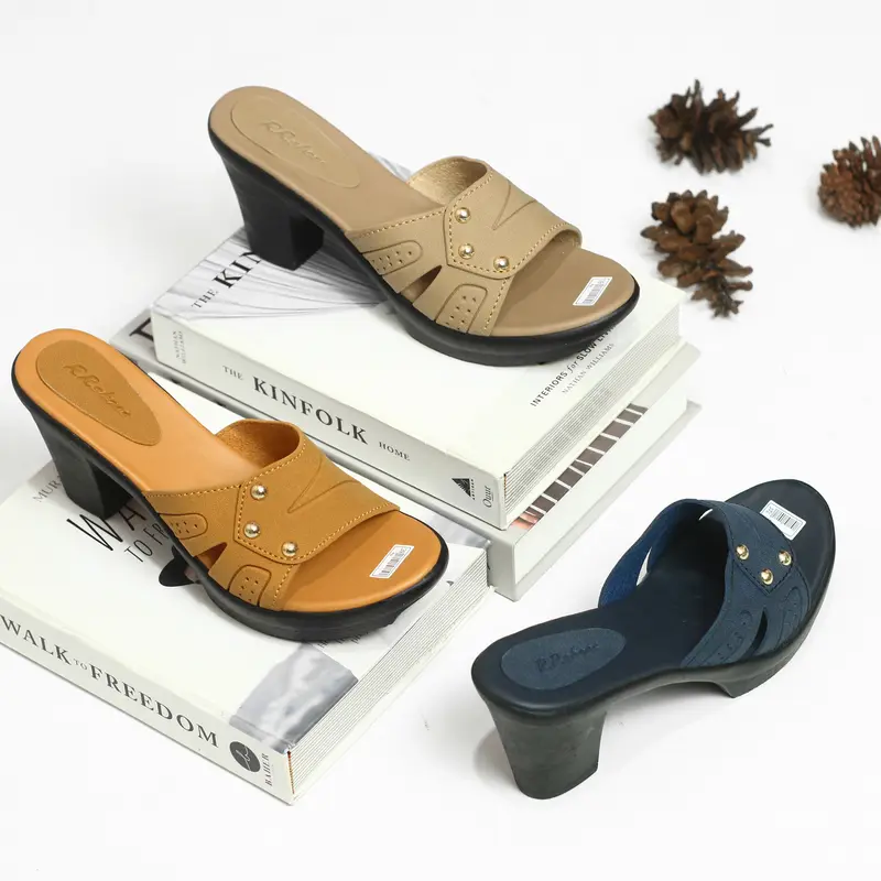Sandal wanita wedges sendal cewek selop slop tinggi kondangan kekinian terbaru murah ibu terlaris HPK03 5