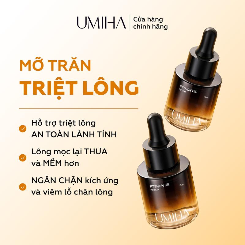 Mỡ trăn triệt lông UMIHA 15ml giúp ức chế mọc lông sau khi dùng kem tẩy sáp wax lông Women Nữ