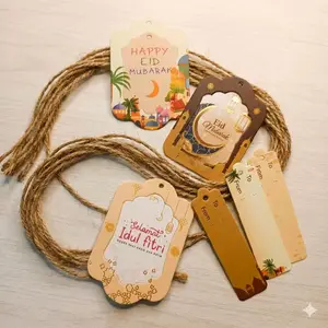 Hangtag Lebaran Set dengan Tali Rami 20cm untuk Hadiah dan Kado Idul Fitri dan Eid Mubarak isi 10 pcs