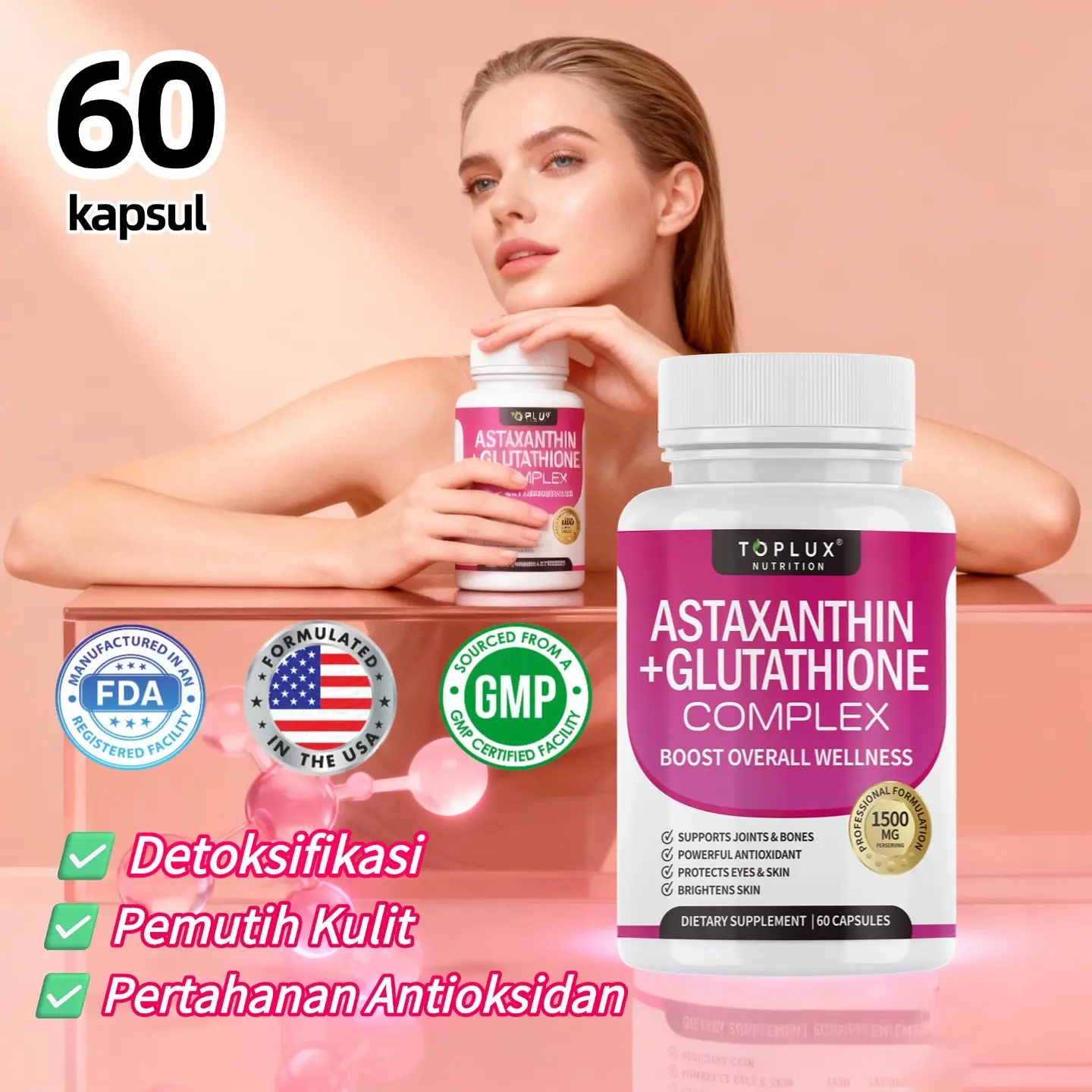 Astaxanthin & Glutathione - Bikin Kulit Glowing & Awet Muda dalam 60 Kapsul! - Shop