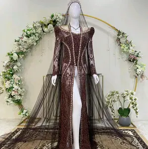 Kebaya Pengantin Gaun Premium Mocca Emerald Rosegold Gold Putih Full Payet Slim Dress Wanita Panjang Mewah Luxury Pesta Semi Prancis Chantilly Span