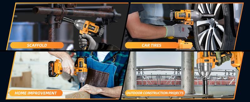 Product Introduction of TaskStar 1200Nm(886ft-lbs) Cordless Impact Wrench, 1/2" High Torque Brushless Electric Driver With Two 4.0Ah Battery, Fast Charger for Car Tires Truck 19