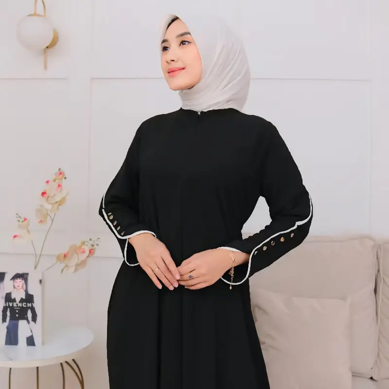 MECCA DAILY ABAYA BATWING UMROH INARA BAHAN CRINKLE AIRFLOW KOMBINASI 1